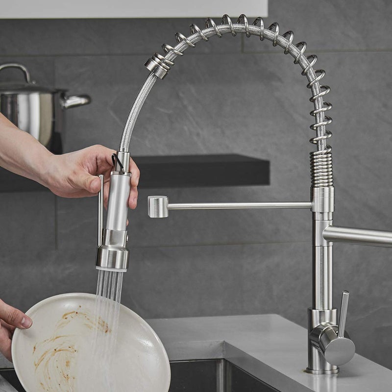 AIMADI Commercial Pull Down Kitchen Faucet Sprayer with LED Light,Single Handle Stainless Steel Kitchen Sink Faucets with Pull Down Sprayer,Suitable for Farmhouse Camper Laundry Rv Bar - Image 4
